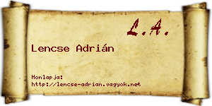 Lencse Adrián névjegykártya